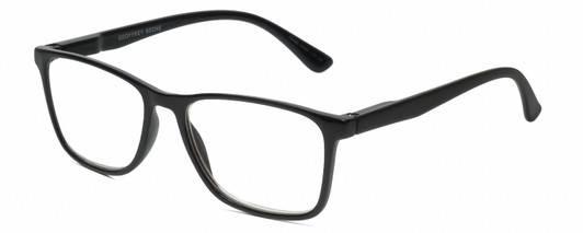 Profile View of Geoffrey Beene GBR001 Designer Progressive Lens Blue Light Blocking Eyeglasses in Gloss Black Mens Panthos Full Rim Acetate 53 mm