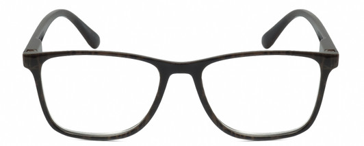 Front View of Geoffrey Beene GBR001 Designer Reading Eye Glasses with Custom Cut Powered Lenses in Gloss Grey Tortoise Havana Mens Panthos Full Rim Acetate 53 mm