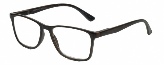Profile View of Geoffrey Beene GBR001 Designer Progressive Lens Blue Light Blocking Eyeglasses in Gloss Grey Tortoise Havana Mens Panthos Full Rim Acetate 53 mm