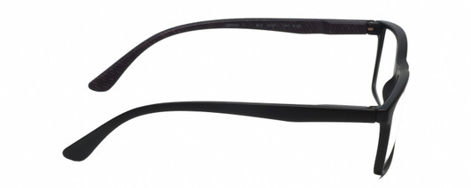 Side View of Geoffrey Beene GBR002 Designer Progressive Lens Blue Light Blocking Eyeglasses in Matte Black Plum Purple Stripe Mens Rectangular Full Rim Acetate 53 mm