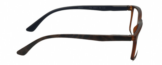 Side View of Geoffrey Beene GBR002 Designer Blue Light Blocking Eyeglasses in Matte Tortoise Havana Brown Gold Navy Blue Mens Rectangular Full Rim Acetate 53 mm