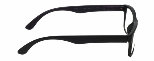 Side View of Geoffrey Beene GBR003 Designer Blue Light Blocking Eyeglasses in Matte Black Plum Purple Stripe Mens Rectangular Full Rim Acetate 52 mm