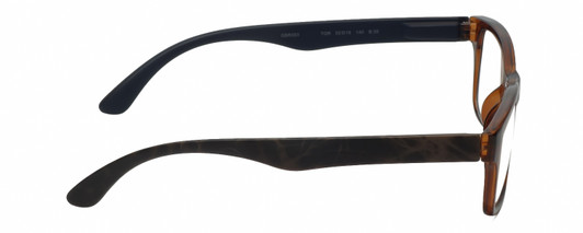 Side View of Geoffrey Beene GBR003 Designer Progressive Lens Blue Light Blocking Eyeglasses in Gloss Tortoise Havana Brown Gold Navy Blue Mens Rectangular Full Rim Acetate 52 mm