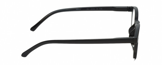 Side View of Geoffrey Beene GBR004 Designer Blue Light Blocking Eyeglasses in Gloss Black Silver Mens Oval Full Rim Acetate 46 mm
