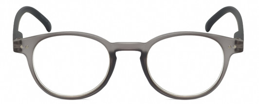 Front View of Geoffrey Beene GBR004 Designer Bi-Focal Prescription Rx Eyeglasses in Matte Crystal Grey Black Mens Oval Full Rim Acetate 46 mm