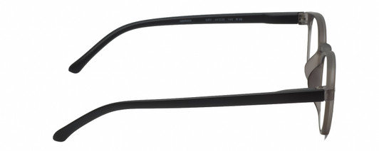 Side View of Geoffrey Beene GBR004 Designer Blue Light Blocking Eyeglasses in Matte Crystal Grey Black Mens Oval Full Rim Acetate 46 mm