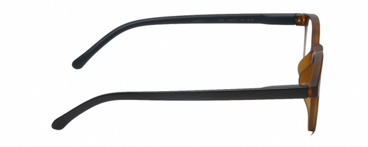 Side View of Geoffrey Beene GBR004 Designer Reading Eye Glasses with Custom Cut Powered Lenses in Matte Tortoise Havana Brown Gold Black Mens Oval Full Rim Acetate 46 mm