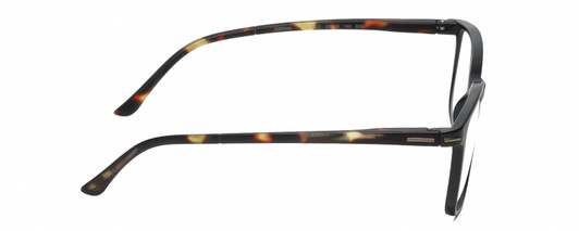 Side View of Geoffrey Beene GBR006 Designer Progressive Lens Blue Light Blocking Eyeglasses in Gloss Black Crystal Tortoise Havana Mens Rectangular Full Rim Acetate 53 mm