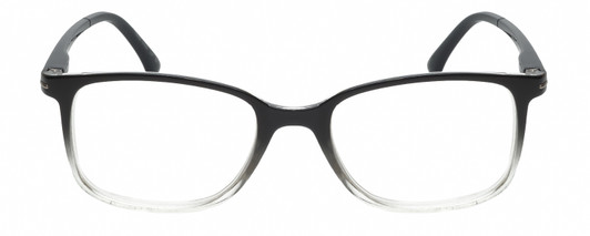 Front View of Geoffrey Beene GBR006 Designer Reading Eye Glasses with Custom Cut Powered Lenses in Gloss Black Clear Crystal Fade Mens Rectangular Full Rim Acetate 53 mm