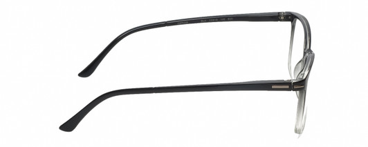 Side View of Geoffrey Beene GBR006 Designer Reading Eye Glasses with Custom Cut Powered Lenses in Gloss Black Clear Crystal Fade Mens Rectangular Full Rim Acetate 53 mm