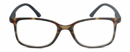 Front View of Geoffrey Beene GBR006 Designer Progressive Lens Prescription Rx Eyeglasses in Matte Tortoise Havana Brown Gold Navy Blue Mens Rectangular Full Rim Acetate 53 mm