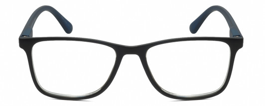 Front View of Geoffrey Beene GBR007 Designer Bi-Focal Prescription Rx Eyeglasses in Matte Black Navy Blue Mens Rectangular Full Rim Acetate 53 mm