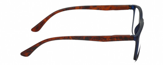 Side View of Geoffrey Beene GBR007 Designer Blue Light Blocking Eyeglasses in Matte Navy Blue Tortoise Havana Mens Rectangular Full Rim Acetate 53 mm
