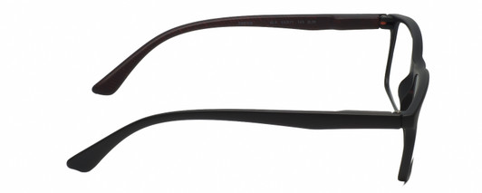 Side View of Geoffrey Beene GBR008 Designer Blue Light Blocking Eyeglasses in Matte Black Orange Tiger Stripe Mens Rectangular Full Rim Acetate 53 mm