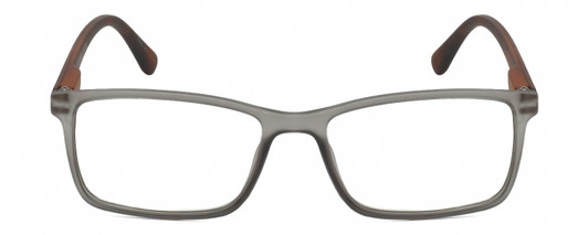 Front View of Geoffrey Beene GBR008 Designer Bi-Focal Prescription Rx Eyeglasses in Matte Crystal Grey Tortoise Havana Mens Rectangular Full Rim Acetate 53 mm
