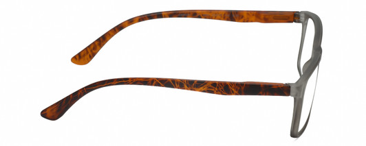 Side View of Geoffrey Beene GBR008 Designer Blue Light Blocking Eyeglasses in Matte Crystal Grey Tortoise Havana Mens Rectangular Full Rim Acetate 53 mm