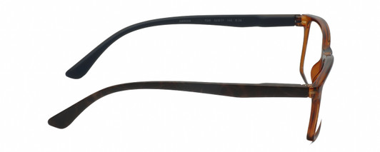 Side View of Geoffrey Beene GBR008 Designer Reading Eye Glasses with Custom Cut Powered Lenses in Gloss Crystal Tortoise Havana Brown Gold Navy Blue Mens Rectangular Full Rim Acetate 53 mm
