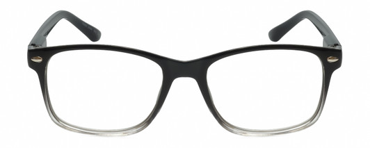 Front View of Geoffrey Beene GBR009 Designer Progressive Lens Prescription Rx Eyeglasses in Gloss Black Clear Crystal Fade Mens Panthos Full Rim Acetate 52 mm