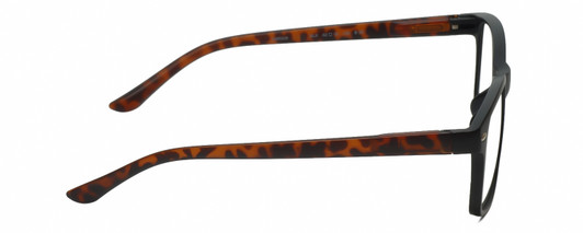 Side View of Geoffrey Beene GBR009 Designer Progressive Lens Blue Light Blocking Eyeglasses in Matte Black Crystal Tortoise Havana Mens Panthos Full Rim Acetate 52 mm