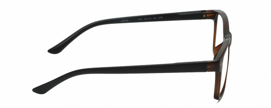 Side View of Geoffrey Beene GBR009 Designer Progressive Lens Blue Light Blocking Eyeglasses in Gloss Crystal Dark Brown Black Mens Panthos Full Rim Acetate 52 mm