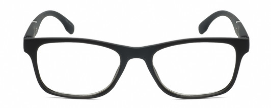 Front View of Geoffrey Beene GBR010 Designer Single Vision Prescription Rx Eyeglasses in Matte Black Silver Mens Oval Full Rim Acetate 52 mm
