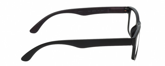 Side View of Geoffrey Beene GBR011 Designer Progressive Lens Blue Light Blocking Eyeglasses in Gloss Black Orange Tiger Stripe Mens Rectangular Full Rim Acetate 52 mm