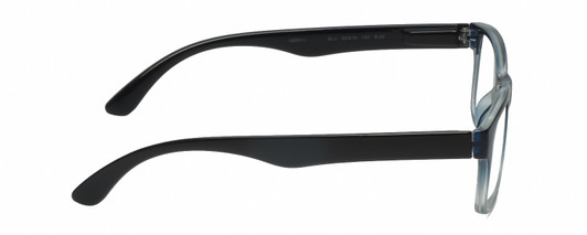 Side View of Geoffrey Beene GBR011 Designer Reading Eye Glasses with Custom Cut Powered Lenses in Gloss Blue Crystal Fade Black Mens Rectangular Full Rim Acetate 52 mm