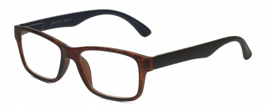 Profile View of Geoffrey Beene GBR011 Designer Blue Light Blocking Eyeglasses in Matte Tortoise Havana Brown Gold Black Mens Rectangular Full Rim Acetate 52 mm