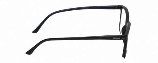 Side View of Geoffrey Beene GBR012 Designer Blue Light Blocking Eyeglasses in Matte Black Navy Blue Mens Oval Full Rim Acetate 53 mm