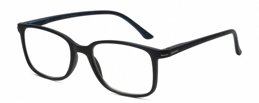 Profile View of Geoffrey Beene GBR012 Designer Progressive Lens Blue Light Blocking Eyeglasses in Matte Black Navy Blue Mens Oval Full Rim Acetate 53 mm