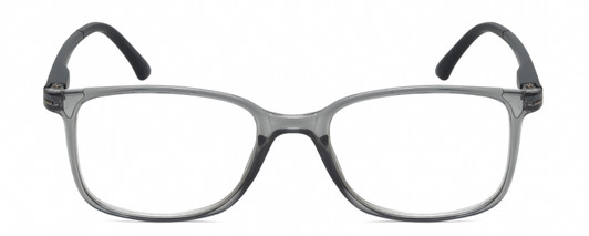Front View of Geoffrey Beene GBR012 Mens Oval Designer Reading Glasses Crystal Grey Black 53mm