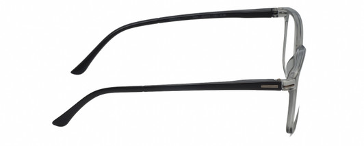 Side View of Geoffrey Beene GBR012 Designer Blue Light Blocking Eyeglasses in Gloss Crystal Grey Black Mens Oval Full Rim Acetate 53 mm