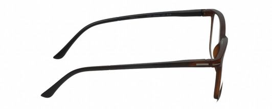 Side View of Geoffrey Beene GBR012 Designer Progressive Lens Blue Light Blocking Eyeglasses in Matte Tortoise Havana Brown Gold Black Mens Oval Full Rim Acetate 53 mm