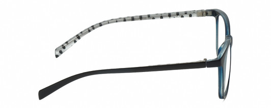 Side View of Lulu Guinness LR75 Designer Progressive Lens Blue Light Blocking Eyeglasses in Navy Blue Crystal White Black Polka Dot Ladies Panthos Full Rim Acetate 50 mm