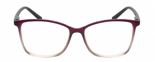 Front View of Lulu Guinness LR79 Designer Single Vision Prescription Rx Eyeglasses in Plum Purple Blush Pink Crystal Fade Ladies Square Full Rim Acetate 54 mm