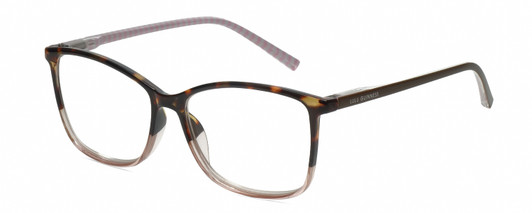 Profile View of Lulu Guinness LR79 Designer Blue Light Blocking Eyeglasses in Tortoise Havana Blush Pink Crystal Fade Ladies Square Full Rim Acetate 54 mm