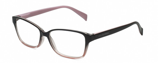 Profile View of Lulu Guinness LR80 Designer Blue Light Blocking Eyeglasses in Black Pink Crystal Fade Ladies Cat Eye Full Rim Acetate 53 mm