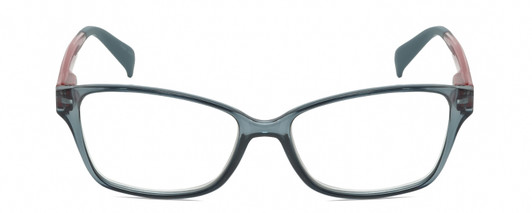 Front View of Lulu Guinness LR80 Designer Reading Eye Glasses with Custom Cut Powered Lenses in Crystal Blue Pink Ladies Cat Eye Full Rim Acetate 53 mm