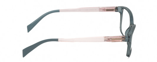Side View of Lulu Guinness LR80 Designer Progressive Lens Blue Light Blocking Eyeglasses in Crystal Blue Pink Ladies Cat Eye Full Rim Acetate 53 mm