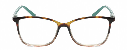 Front View of Lulu Guinness LR82 Designer Reading Eye Glasses with Custom Cut Powered Lenses in Tortoise Havana Blush Pink Crystal Fade Blue Ladies Square Full Rim Acetate 54 mm