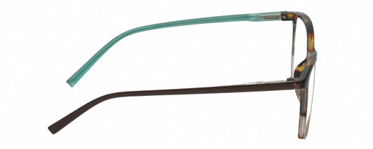 Side View of Lulu Guinness LR82 Designer Blue Light Blocking Eyeglasses in Tortoise Havana Blush Pink Crystal Fade Blue Ladies Square Full Rim Acetate 54 mm