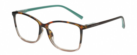 Profile View of Lulu Guinness LR82 Designer Progressive Lens Blue Light Blocking Eyeglasses in Tortoise Havana Blush Pink Crystal Fade Blue Ladies Square Full Rim Acetate 54 mm