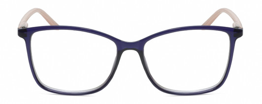 Front View of Lulu Guinness LR82 Designer Reading Eye Glasses with Custom Cut Powered Lenses in Purple Pink Crystal Ladies Square Full Rim Acetate 54 mm