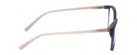 Side View of Lulu Guinness LR82 Designer Blue Light Blocking Eyeglasses in Purple Pink Crystal Ladies Square Full Rim Acetate 54 mm