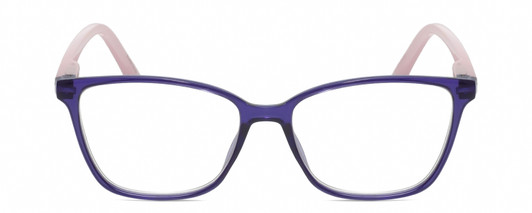Front View of Lulu Guinness LR83 Designer Single Vision Prescription Rx Eyeglasses in Purple Pink Crystal Ladies Cat Eye Full Rim Acetate 53 mm