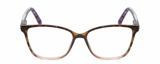 Front View of Lulu Guinness LR83 Designer Reading Eye Glasses with Custom Cut Powered Lenses in Tortoise Havana Blush Pink Crystal Fade Floral Ladies Cat Eye Full Rim Acetate 53 mm