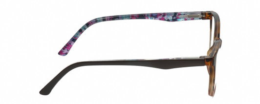 Side View of Lulu Guinness LR83 Designer Blue Light Blocking Eyeglasses in Tortoise Havana Blush Pink Crystal Fade Floral Ladies Cat Eye Full Rim Acetate 53 mm