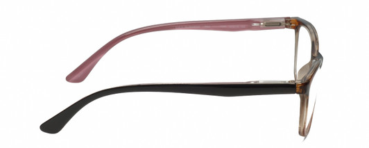 Side View of Lulu Guinness LR84 Designer Blue Light Blocking Eyeglasses in Tortoise Havana Blush Pink Crystal Fade Ladies Cat Eye Full Rim Acetate 53 mm
