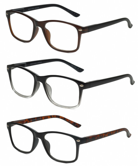 Front View of Geoffrey Beene 3 PACK Gift Men's Reading Glasses Black,Tortoise,Dark Brown +2.00