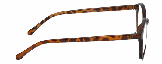 Side View of Elle EL15557R Designer Progressive Lens Blue Light Blocking Eyeglasses in Gloss Tortoise Havana Brown Spot Ladies Panthos Full Rim Acetate 49 mm